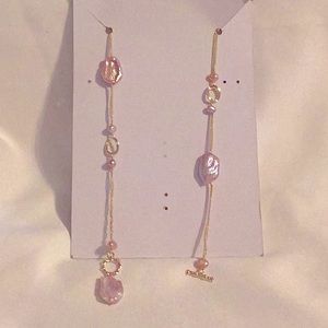 Delicate Pink Pearl Drop Necklace- Gold Accents